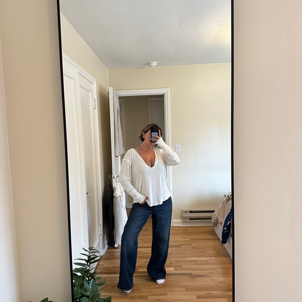 Free People White Long Sleeve